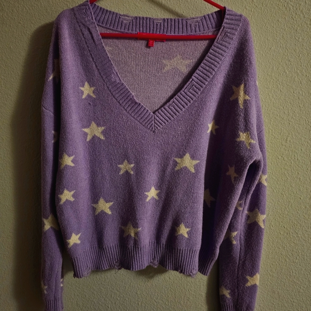 Y2k Distressed Star Sweater